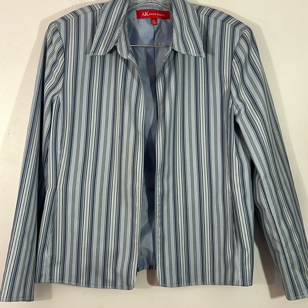 AK anne Klein open front, lined fitted jacket, 12P